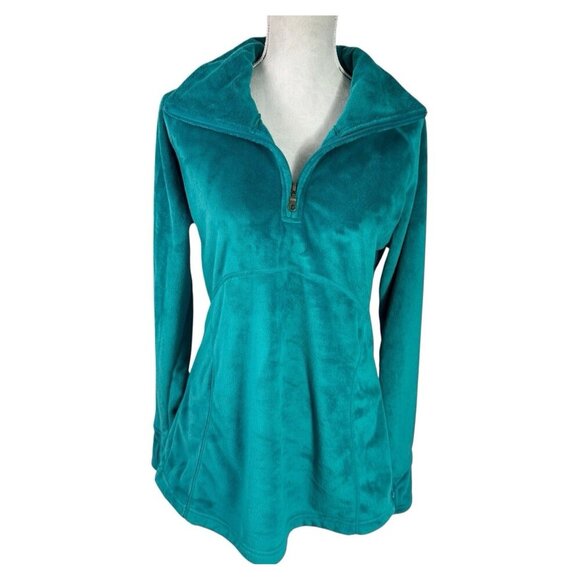 Obermeyer Women's L 1/4 Zip Pullover Jacket Lightweight Fleece Teal EUC - Picture 2 of 13